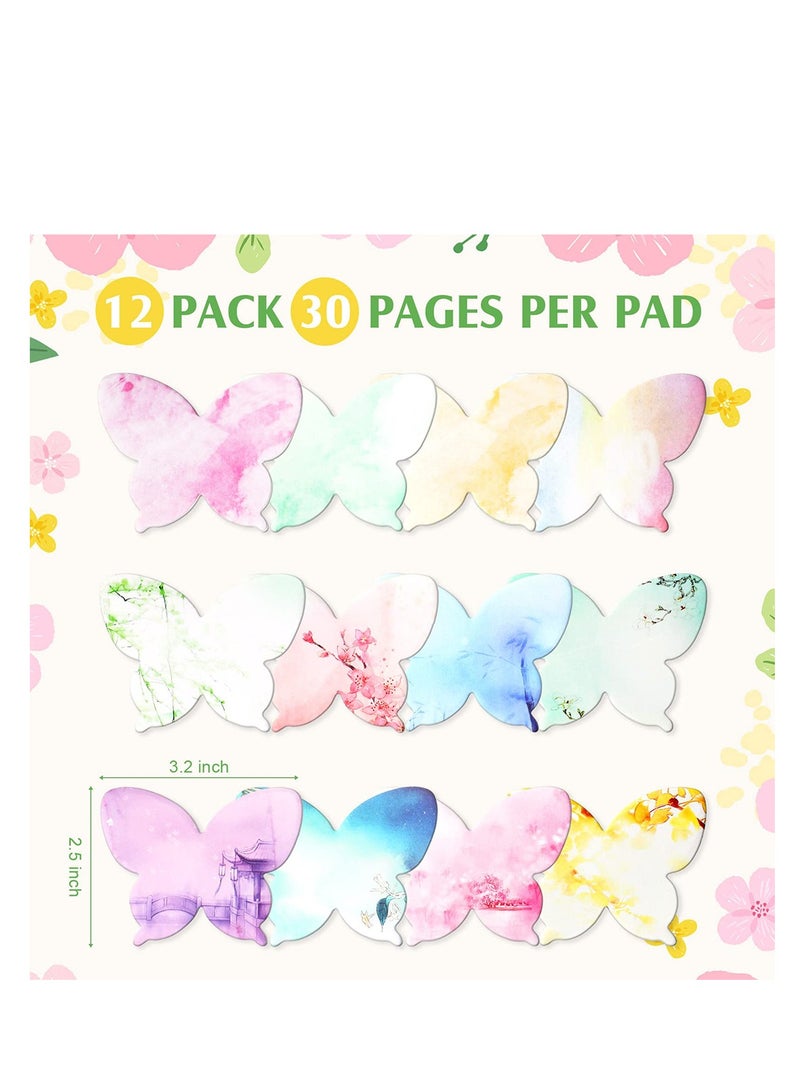 360 Butterfly Shaped Sticky Notes, Colorful Memo Pads for School, Home and Office Reminders, Cute Watercolor Design, Self-Sticky Paper Supplies - Image 2