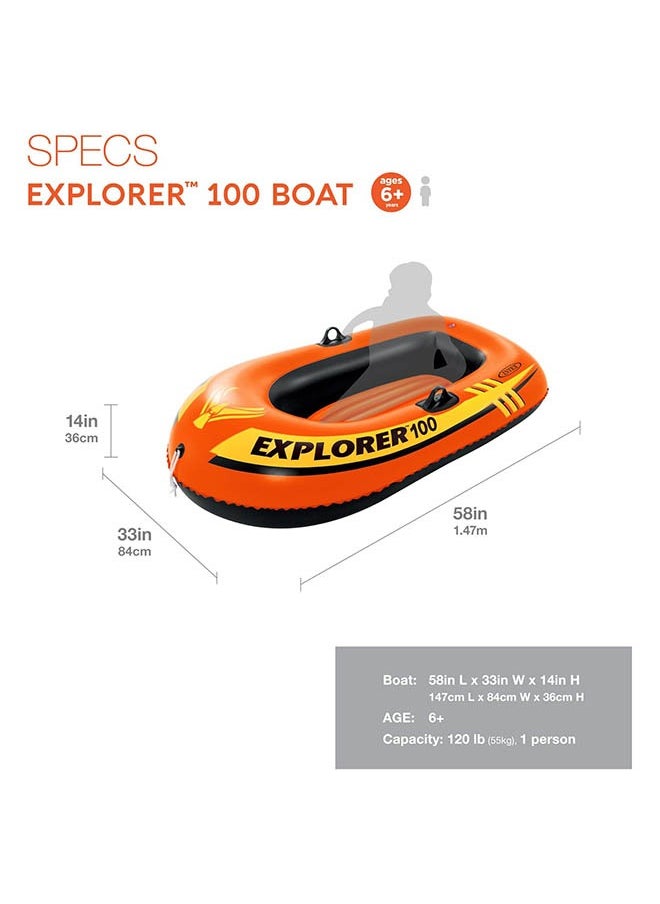 INTEX Explorer Inflatable Boat Series: Dual Air Chambers – Welded Oar Locks – Grab Handles – Bow Rope – Sporty Design  - Image 2