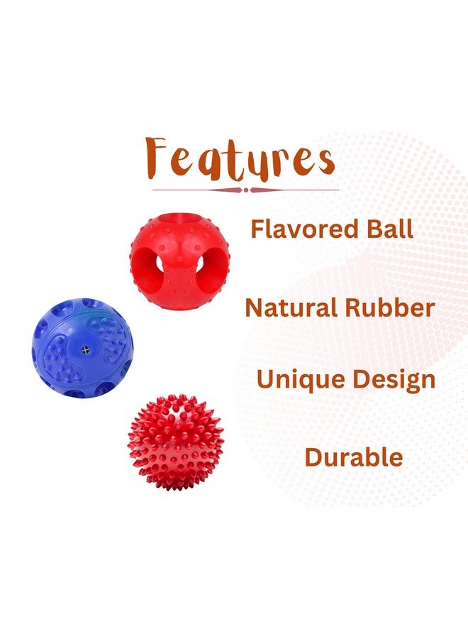 مجموعة كرات المضغ للتسنين، كرة قطنية، كرة صلبة تصدر صريرًا، كرة ذات مسامير وكرة مجوفة للكلاب الصغيرة والمتوسطة الحجم (عبوة 4 في 1) - Image 5