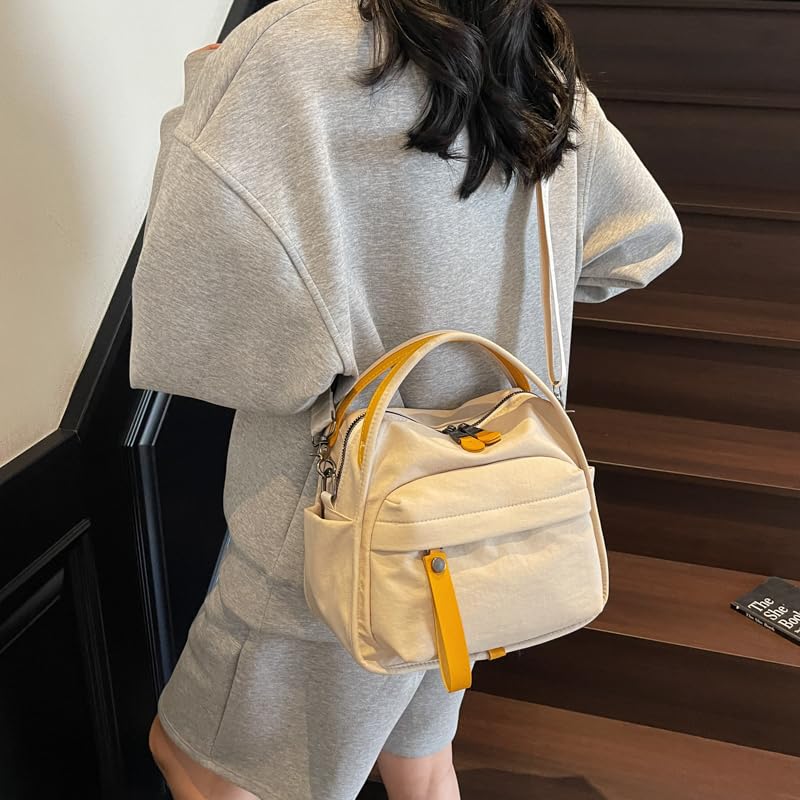 Cohawk Solid Color Nylon Crossbody Bag for Women Soft Handbag with Top Handle Casual Shoulder Bag Elegant Square Purse - Image 2