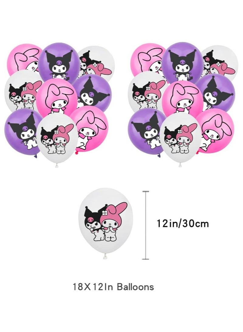 kuromi friend birthday decoration party supplies cute party gifts include happy birthday banners, cake decorations, balloons, cupcake decorations, cardboard box decorations for girls and teenagers  - Image 4