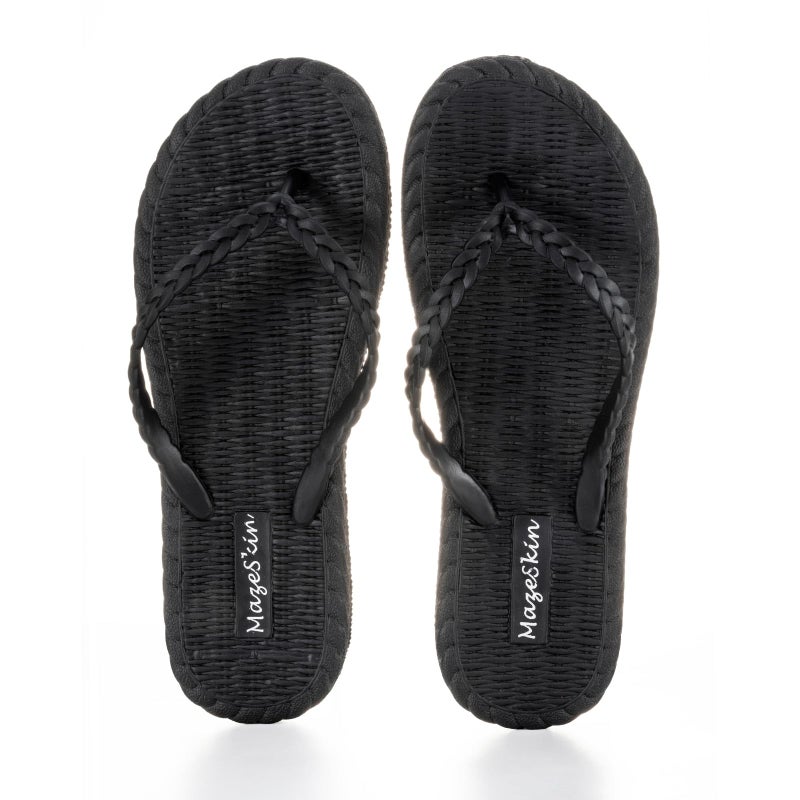 mazeskin Beach Soft Flip Flops for Women Shower Bath Quick Drying House Slippers Shoes Non-Slip Rubber Thong Sandals,Black US8 - Image 5
