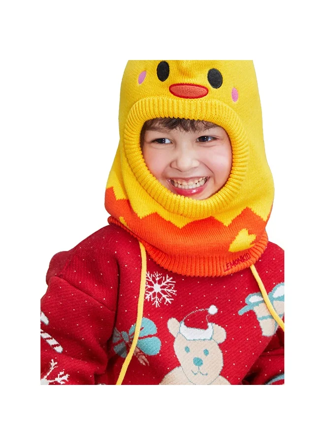 LITTLE SURPRISE BOX Knitted Yellow Duckling theme Winter Cap covering  Neck Ears and Head for Minus degree Temperature5 yrs and above