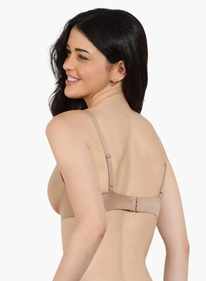 zivame Zivame Adjustable Strap Detail Demi Bra with Hook and Eye Closure