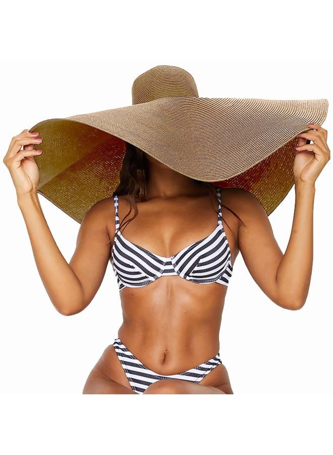 Tinkeep Oversized Beach Straw Hats for Women Extra Large Wide Brim Beach Hat Foldable Roll up Floppy Sun Hat (US, Alpha, Large, XX-Large, Red) - Image 1