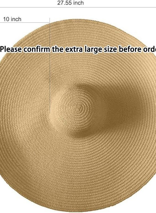 Tinkeep Oversized Beach Straw Hats for Women Extra Large Wide Brim Beach Hat Foldable Roll up Floppy Sun Hat (US, Alpha, Large, XX-Large, Red) - Image 2