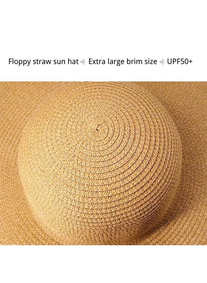 Tinkeep Oversized Beach Straw Hats for Women Extra Large Wide Brim Beach Hat Foldable Roll up Floppy Sun Hat (US, Alpha, Large, XX-Large, Red) - Image 4