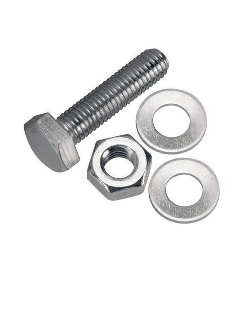 Generic 12 pcs Hex Head Screw Bolts Nuts & Washers Fully Thread GI Plain Finish Bolt Set. (6, 20MM)  - Image 1