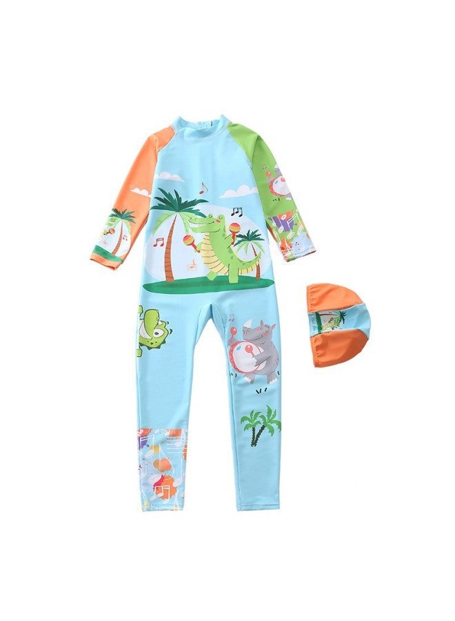 Children's Swimsuit One-piece Boys And Girls Long Sleeve Long Pants Beach Sun Protection Swimsuit Cartoon Big Kids Surfing Swimwear