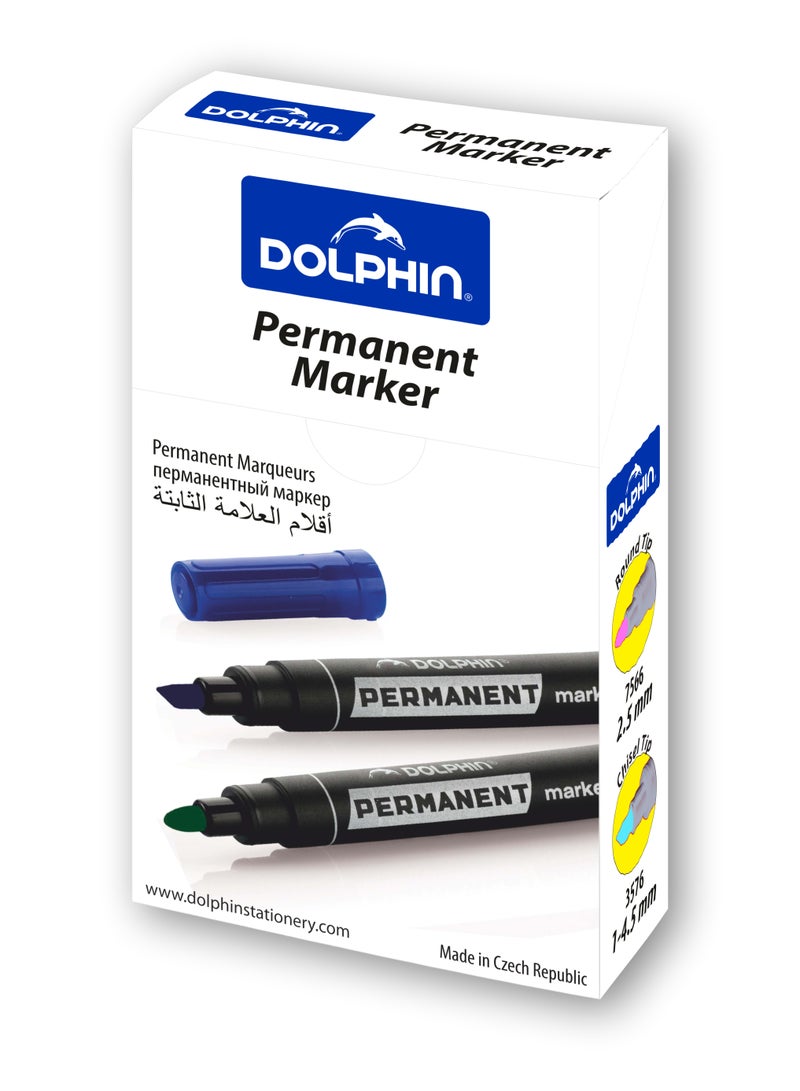 Dolphin Premium Permanent Marker Green Ink 5 mm Chisel Tip, Pack of 10 - Image 2