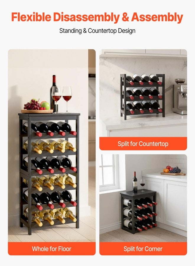 VEVOR 24 Bottle Wine Rack, 6-Tier, Freestanding Floor Display Wine Storage Shelves with Table Top, Easy Assembly Rack Shelf, Premium Material, for Kitchen Cellar Bar Dining Room Living Room, Black - Image 3