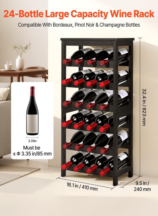 VEVOR 24 Bottle Wine Rack, 6-Tier, Freestanding Floor Display Wine Storage Shelves with Table Top, Easy Assembly Rack Shelf, Premium Material, for Kitchen Cellar Bar Dining Room Living Room, Black - Image 2