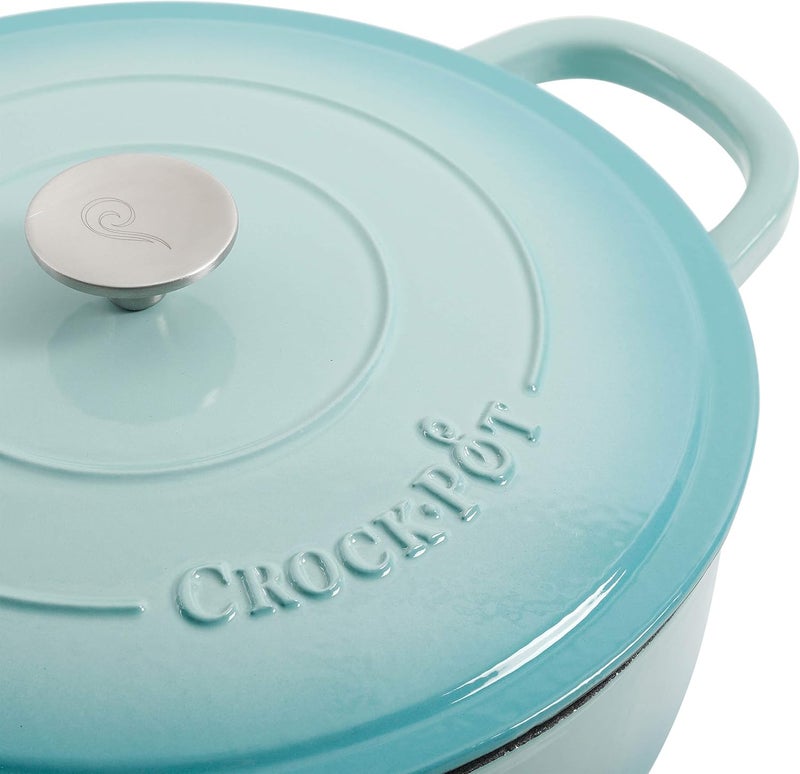 كروك بوت قدر الطهي البطيء Crock-Pot Artisan مطلي بالزجاج الملون من الحديد الصب، سعة 5 لترات، بلون الماء - Image 3