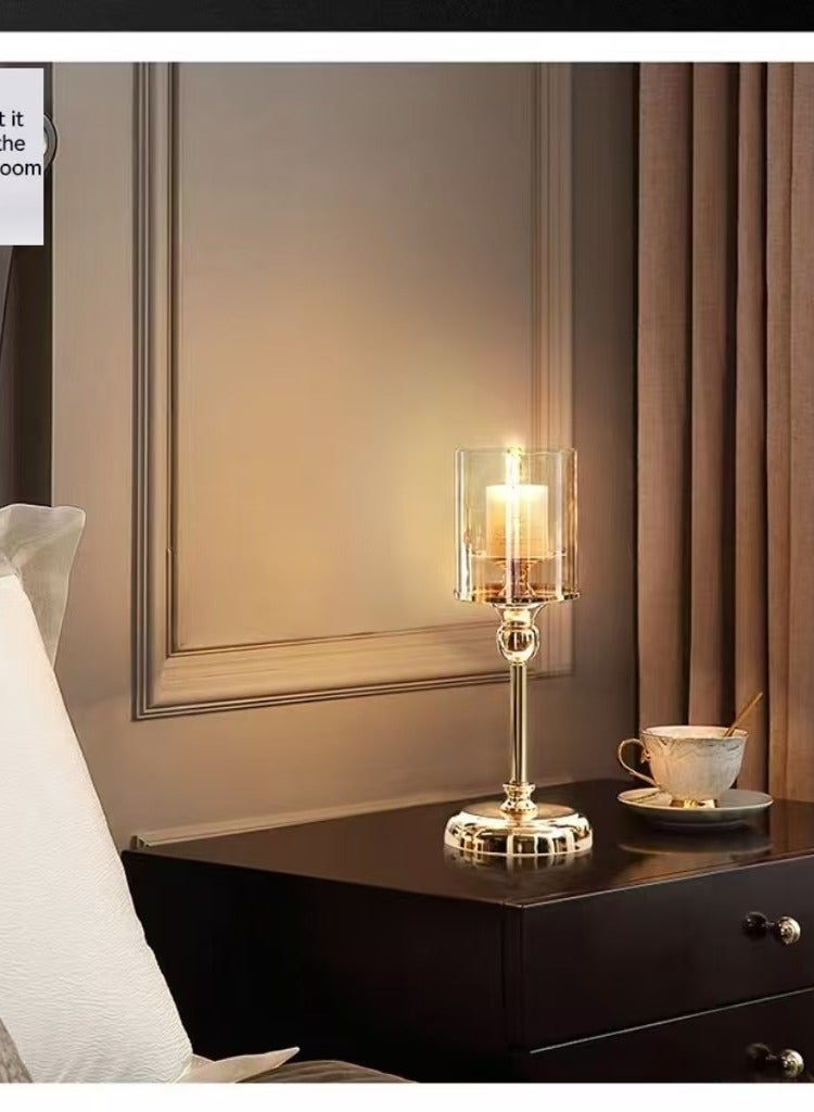 Metallic Glass Candlestick L (Gold Large Size) - Image 5