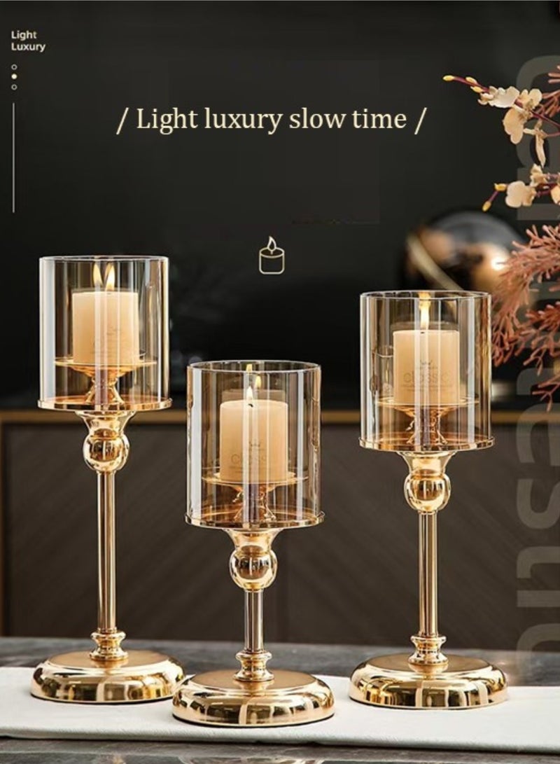 Metallic Glass Candlestick L (Gold Large Size) - Image 3