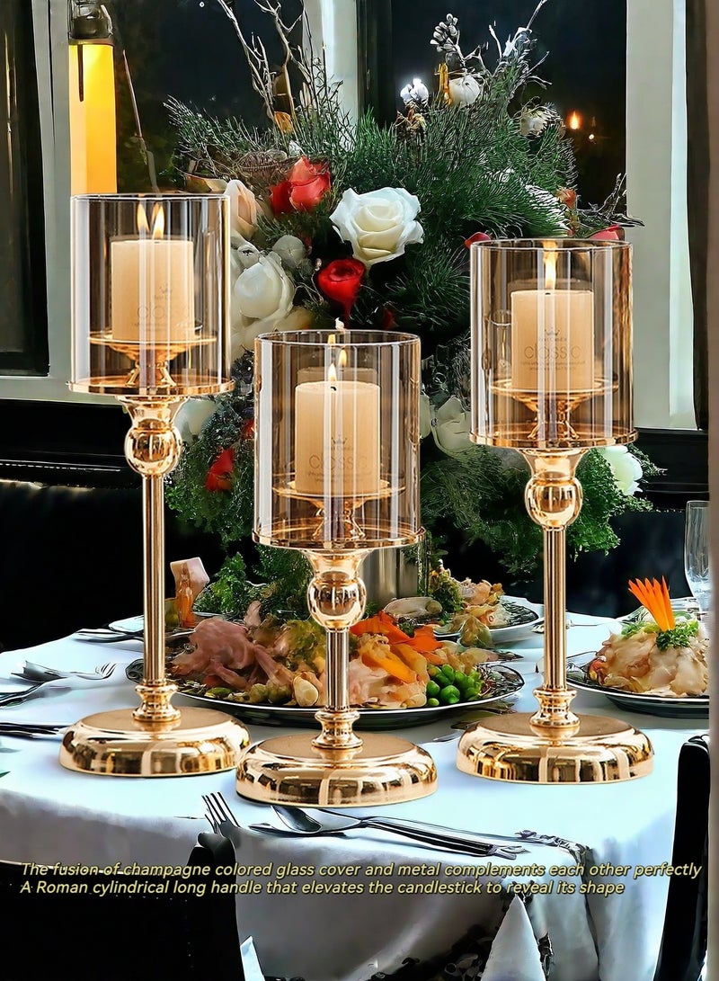 Metallic Glass Candlestick L (Gold Large Size) - Image 2
