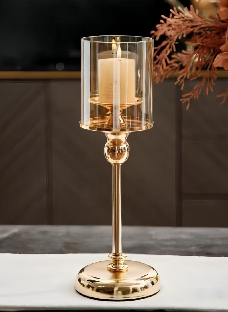 Metallic Glass Candlestick L (Gold Large Size) - Image 1