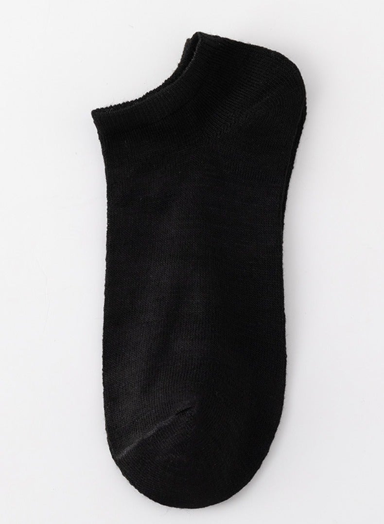 DUJUIKE Summer men's and women's shallow invisible boat socks, all-match solid color socks, non-slip and deodorizing cotton socks (black, 5 pairs)  - Image 1