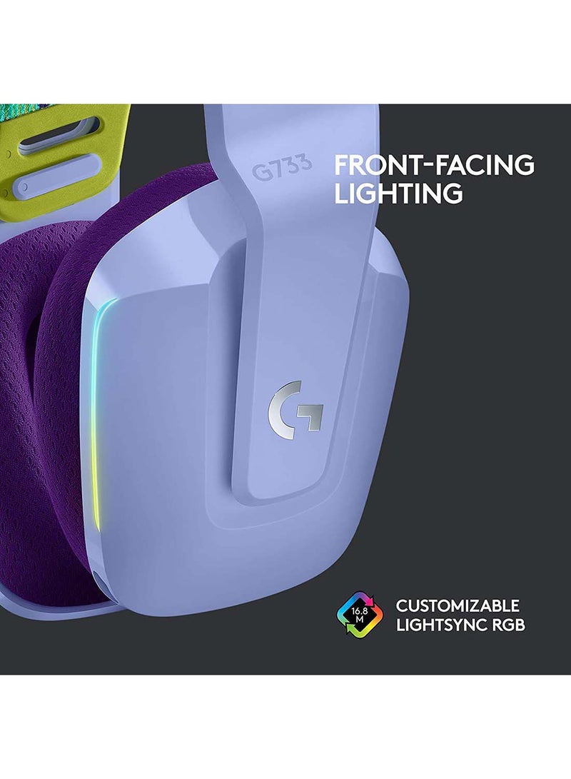 Logitech G733 LIGHTSPEED Wireless Gaming Headset with suspension headband, LIGHTSYNC RGB, Blue VO!CE mic technology and PRO-G audio drivers - Lilac I 51769 - Image 4