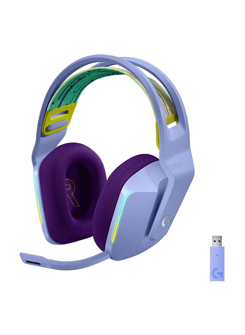 Logitech G733 LIGHTSPEED Wireless Gaming Headset with suspension headband, LIGHTSYNC RGB, Blue VO!CE mic technology and PRO-G audio drivers - Lilac I 51769 - Image 1