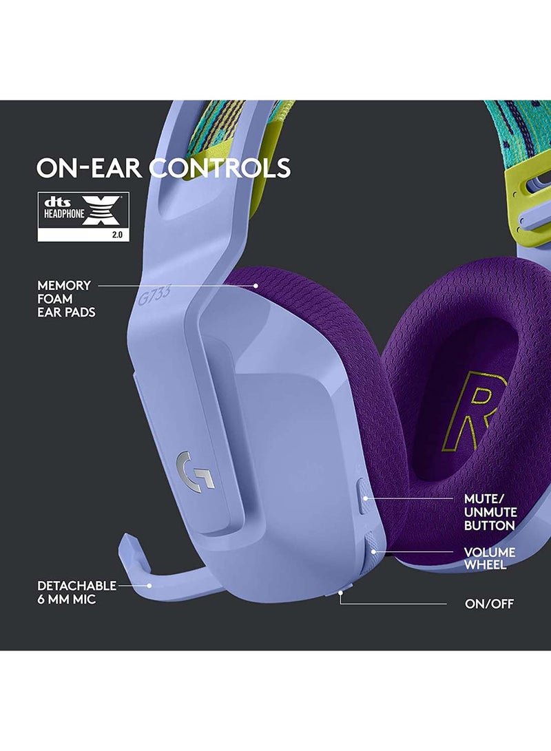 Logitech G733 LIGHTSPEED Wireless Gaming Headset with suspension headband, LIGHTSYNC RGB, Blue VO!CE mic technology and PRO-G audio drivers - Lilac I 51769 - Image 5