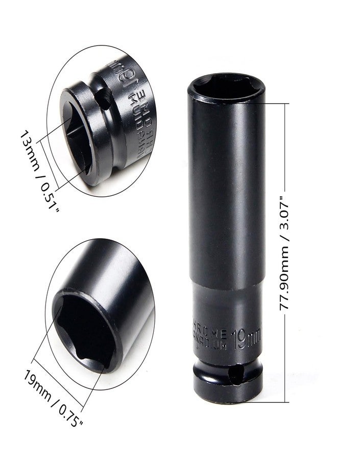 اتول مارت مقبس Utoolmart ذو تأثير عميق مقاس 1/2 بوصة، مقاس 19 مم، مقبس طويل Cr-V، 6 نقاط، متري - Image 2