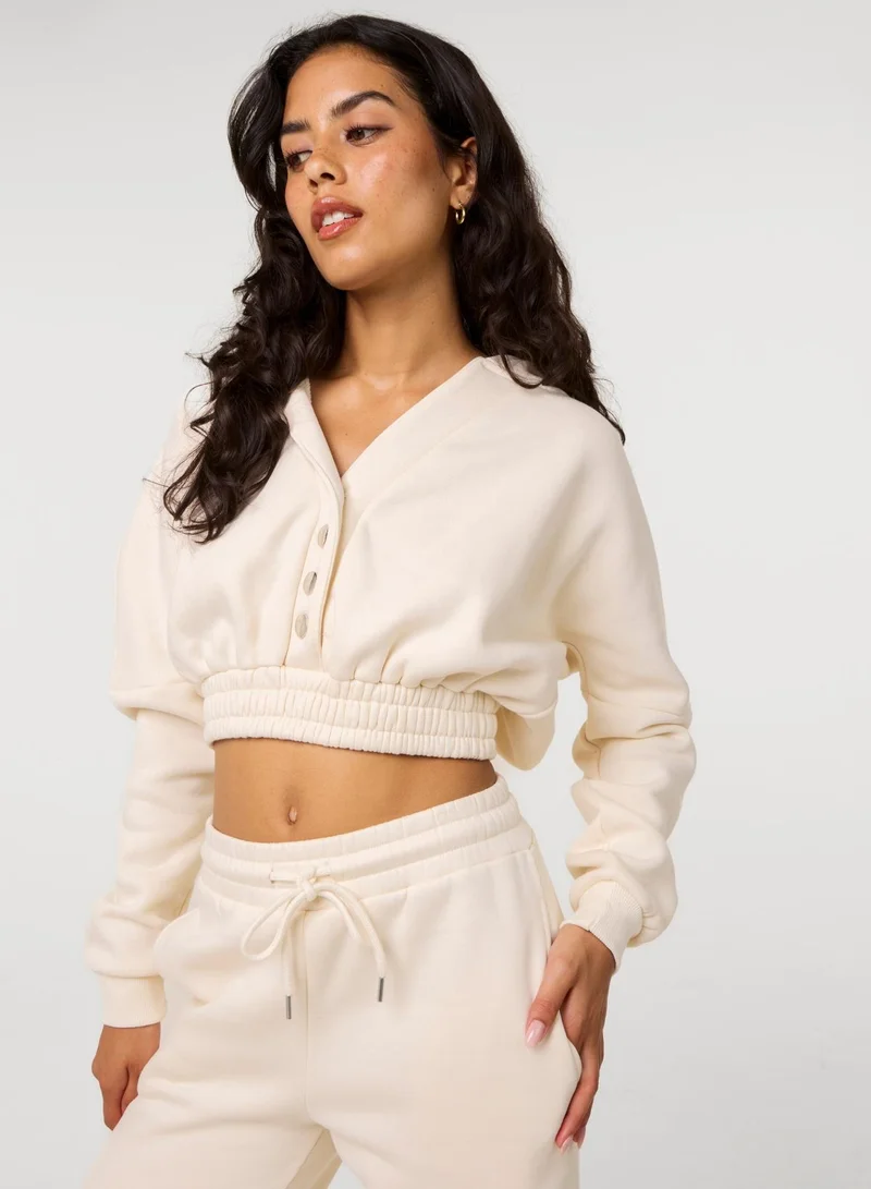 بينك فانيلا Fleece Lined Cropped Hoodie