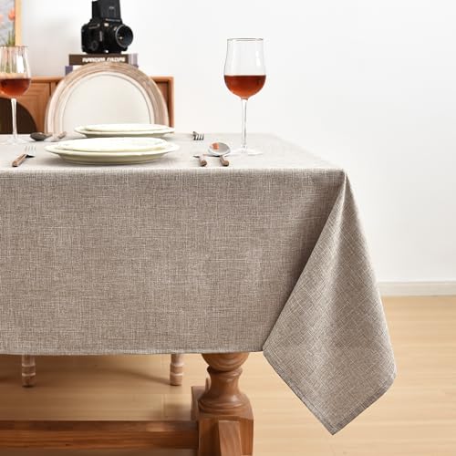 Fitable Nature Faux Linen Tablecloths Rectangle 60 x 84 Inch - 2 Pack Neutral Table Clothes for 4-6 Foot Tables, Wrinkle-Proof Faux Burlap Table Cover for Dining, Farmhouse, Outdoor Picnic, Camping - Image 3