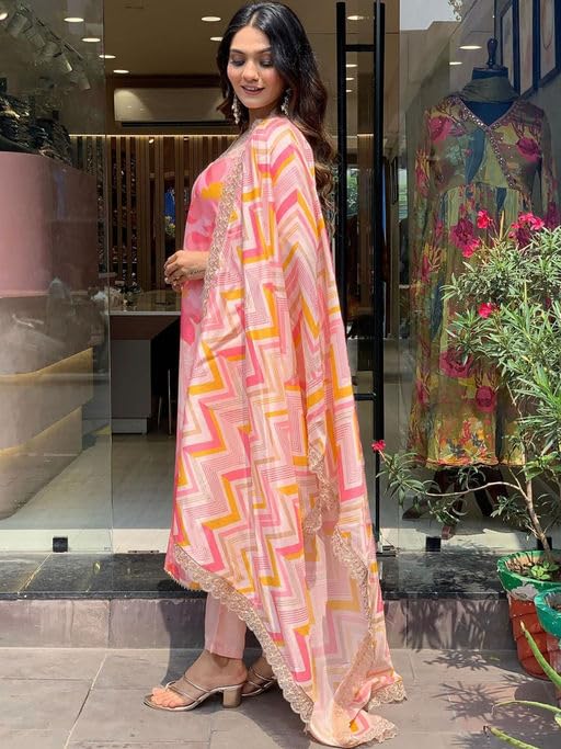 SMOWKLY Cotton Blend || Dupatta Set || Kurta Set || Ethnic Set for Women (1501SM_RD_XL) - Image 3
