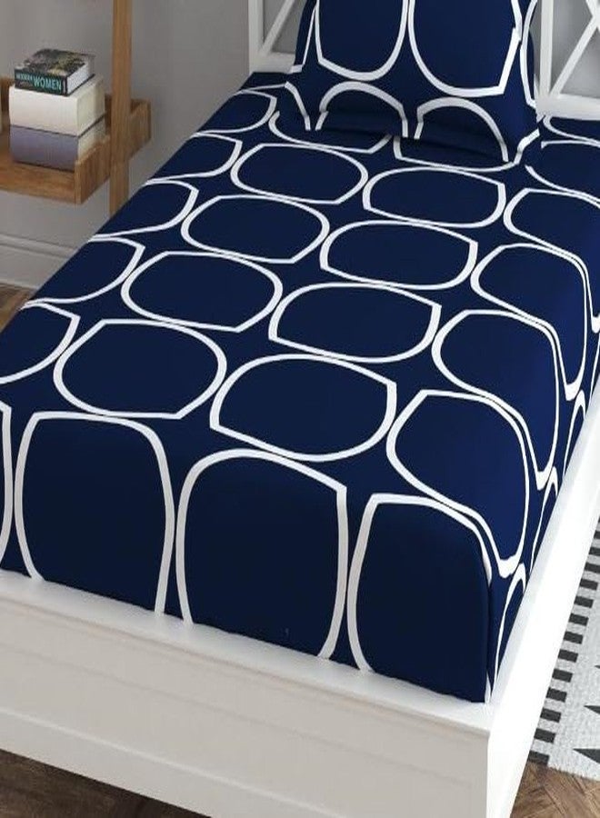 Delight Zone Glace Cotton 160TC Prime Collection Single Flat Bedsheet with 1 Pillow Cover - (Blue1) - Image 4