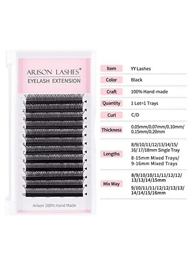 ARISON LASHES Yy Eyelash Extension Y Lashes 0.07Mm D Curl 12Mm Premade Fans Volume Y Shape Faux Mink Matte 12 Rows Cluster Pre Fanned Soft Eye Lashes - Image 5