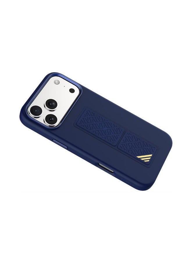 LEVELO Morphix Silicone GripStand Case for iPhone 17 Pro Max, Hands-Free Viewing, True Microfiber Interior Lining, Horizontal & Vertical Stand, Shock-Resistant Bumper, Raised Bezels for Camera & Screen, Slim Fit Design - Dark Blue - Image 3