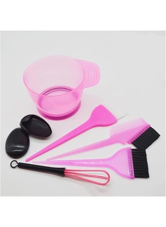 HOOKOR Hair Dye Coloring Kit with Hair Color Bowl,Dye Brush Comb,Tinting Bowl,Ear Caps,Dye Mixer,Bleach Tinting Brushes Tool for Salon Home Coloring Dye Kit (Pink) - Image 1