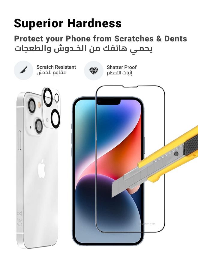 huanmate Full Screen Protector With Camera Protector For Apple iPhone 14 Black/Clear - Image 3