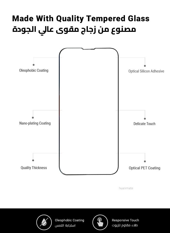 huanmate Full Screen Protector With Camera Protector For Apple iPhone 14 Black/Clear - Image 5