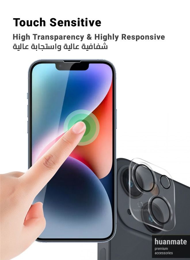 huanmate Full Screen Protector With Camera Protector For Apple iPhone 14 Black/Clear - Image 4