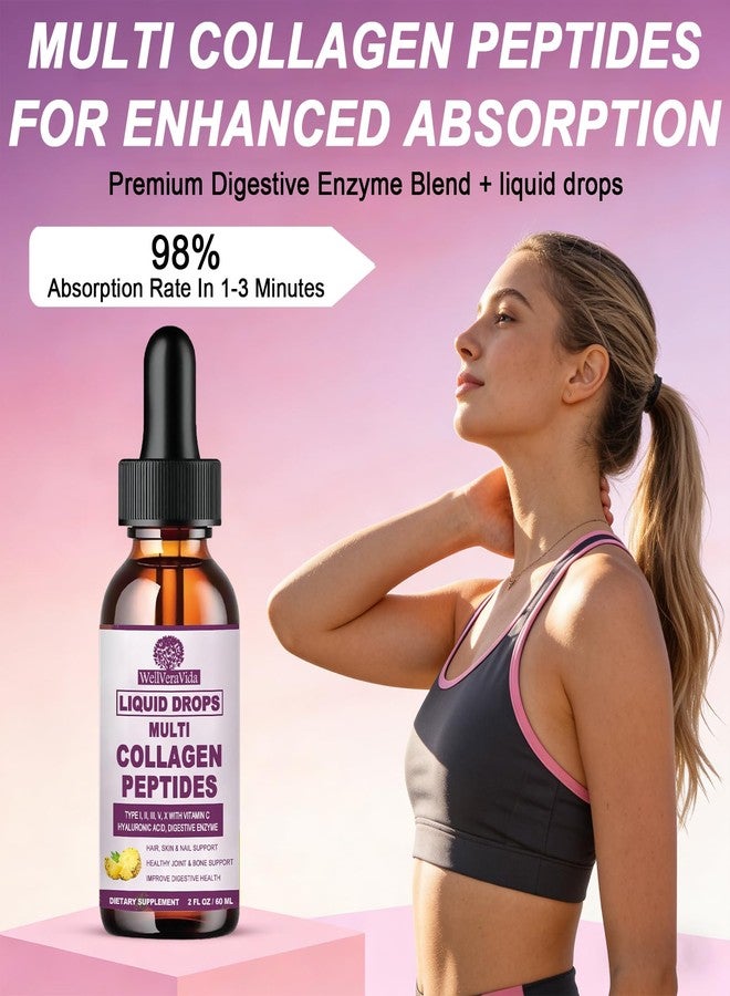 WellVeraVida Multi Collagen Peptides Liquid Drops, 2oz – Types I, II, III, V, X, Hydrolyzed Collagen Complex for Hair, Skin, Nails, Bones & Joint Support | Collagen Supplement w. Hyaluronic Acid, Biotin, Vitamin C - Image 4