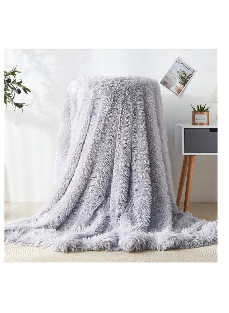 BAIG JAFFIUST Decorative Extra Soft Faux Fur Throw Blanket 50"x62",Solid Lightweight Fuzzy Reversible Long Hair Shaggy Blanket,Fluffy Cozy Plush Mink Fleece Comfy Microfiber Blanket for Couch Sofa Bed - Image 1