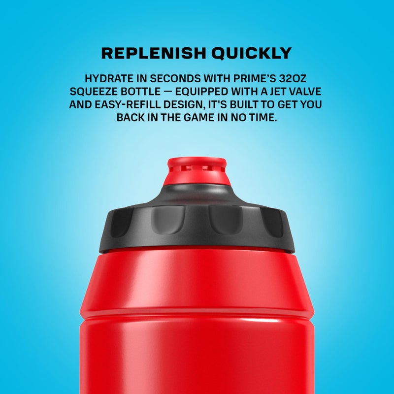 Prime Hydration PRIME 32 oz Red Squeeze Sports Water Bottle, BPA Free, Dishwasher Safe, Easy-Grip Ergonomic Leakproof Design, Fast Hydration for Gym, Cycling, Running - Image 4