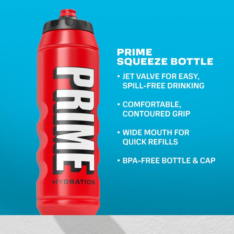 Prime Hydration PRIME 32 oz Red Squeeze Sports Water Bottle, BPA Free, Dishwasher Safe, Easy-Grip Ergonomic Leakproof Design, Fast Hydration for Gym, Cycling, Running - Image 2