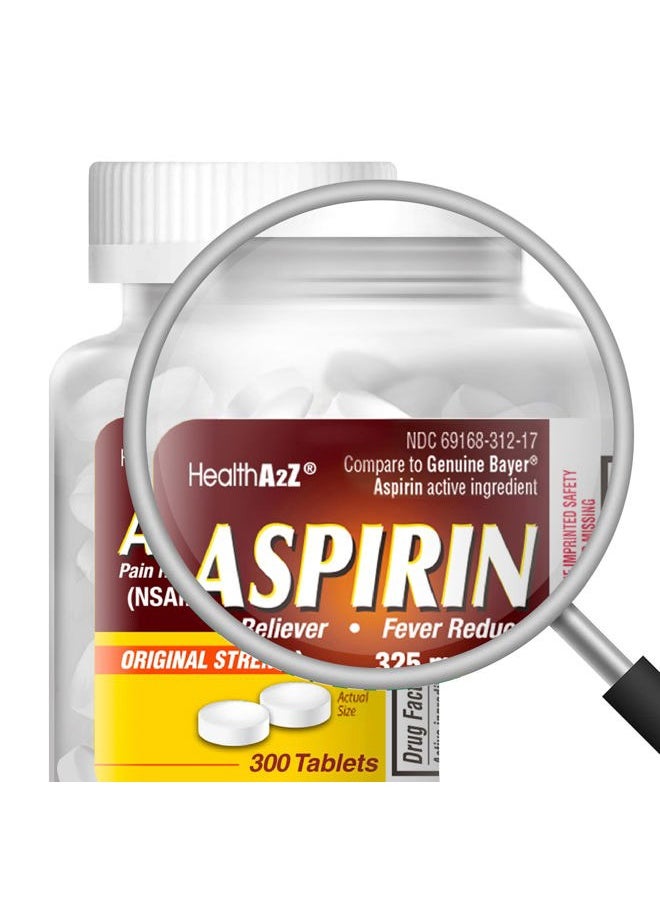 HealthA2Z ® Aspirin 325mg | Uncoated Tablets |Original Strength | Pain Reliver | Fever Reducer | Compare to Bayer® Active Ingredients… (300 Counts)  - Image 2