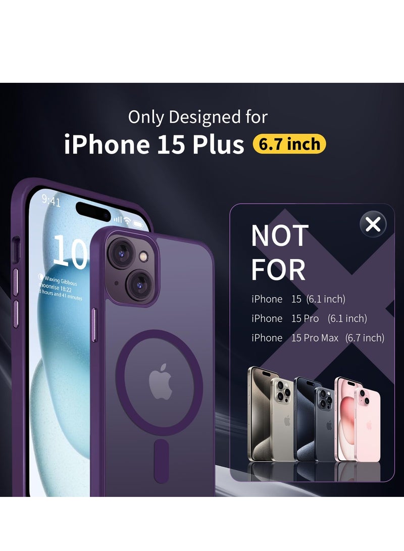 INFOSUN iPhone 15 Plus Case Cover Compatible with Magsafe Magnetic Designed Shockproof Case Translucent Matte Protective Cover Back Hard Cases with Magnet for iPhone 15 Pro Case Purple - Image 2