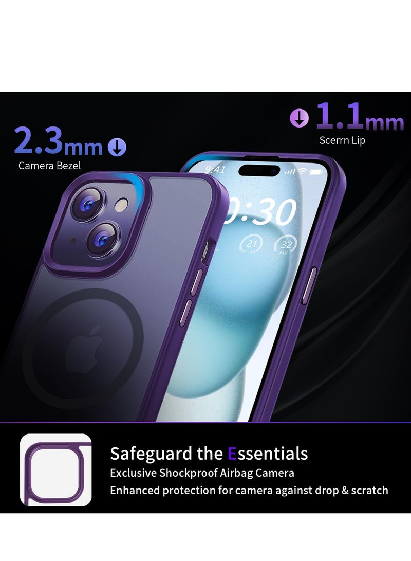 INFOSUN iPhone 15 Plus Case Cover Compatible with Magsafe Magnetic Designed Shockproof Case Translucent Matte Protective Cover Back Hard Cases with Magnet for iPhone 15 Pro Case Purple - Image 5