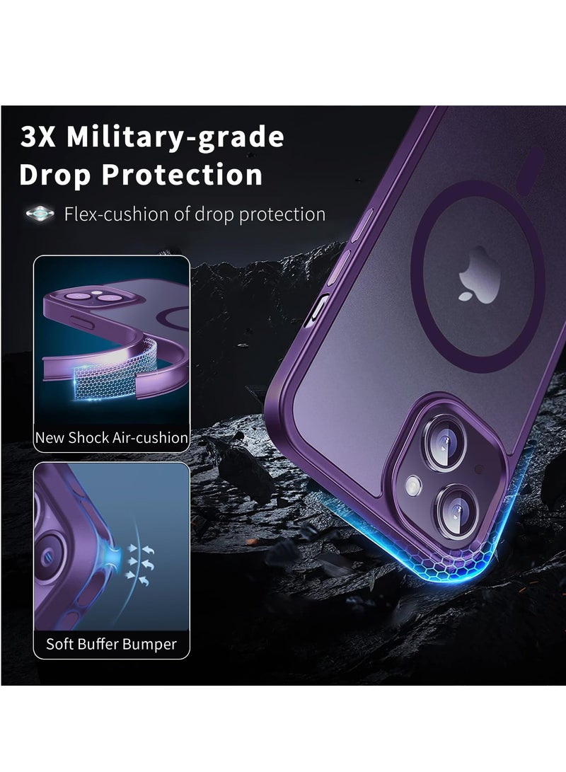 INFOSUN iPhone 15 Plus Case Cover Compatible with Magsafe Magnetic Designed Shockproof Case Translucent Matte Protective Cover Back Hard Cases with Magnet for iPhone 15 Pro Case Purple - Image 4
