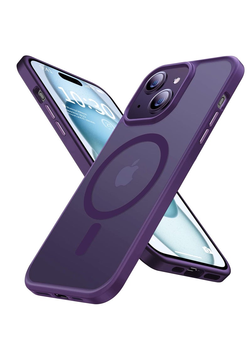 INFOSUN iPhone 15 Plus Case Cover Compatible with Magsafe Magnetic Designed Shockproof Case Translucent Matte Protective Cover Back Hard Cases with Magnet for iPhone 15 Pro Case Purple - Image 1