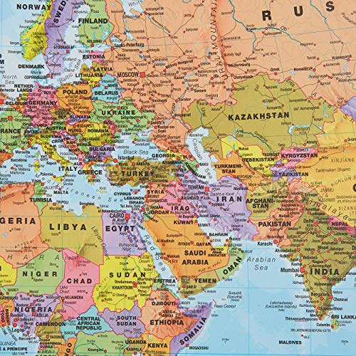 Maps International World Wall Map - Map of The World Poster - 23 x 33 - Front Lamination - Updated 2025 - Image 5