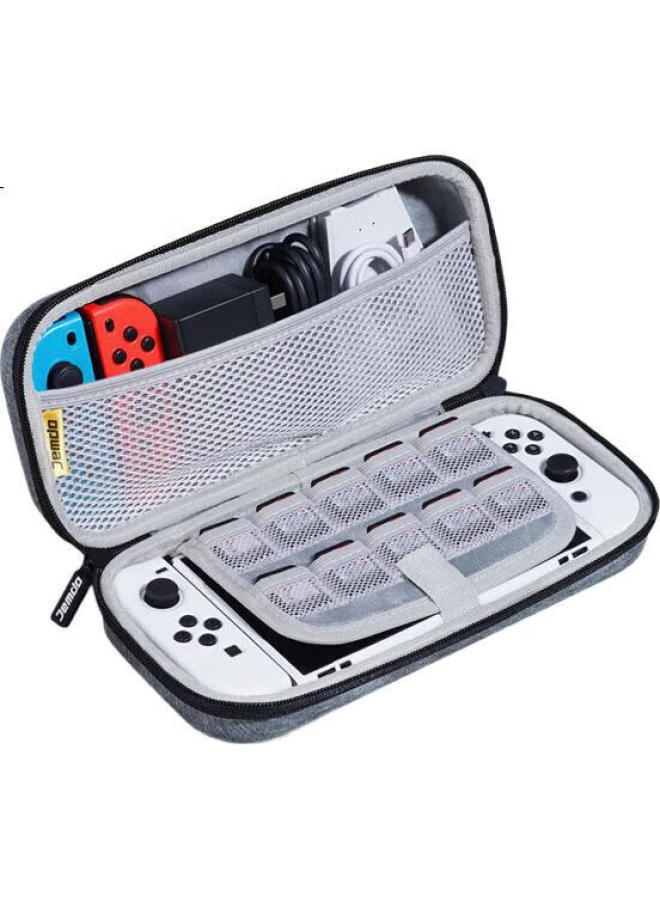 Jemdoswitch Storage Case, Game Console Protective Box, Ns/Oled Handheld Game Multi-Functional Portable Storage Case, Large Capacity Protective Bag, Storage Pouch, Gray - Image 3
