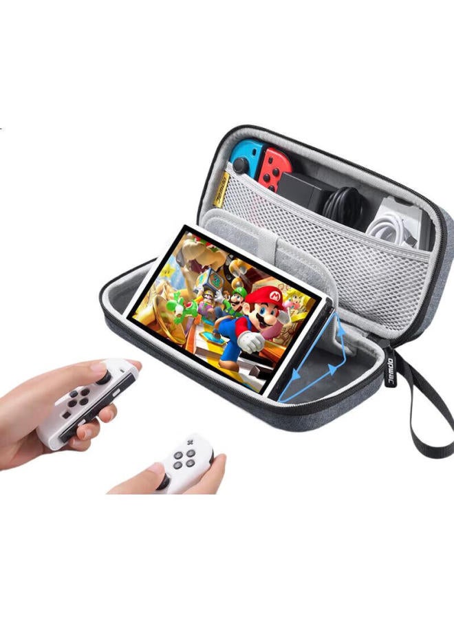 Jemdoswitch Storage Case, Game Console Protective Box, Ns/Oled Handheld Game Multi-Functional Portable Storage Case, Large Capacity Protective Bag, Storage Pouch, Gray - Image 1