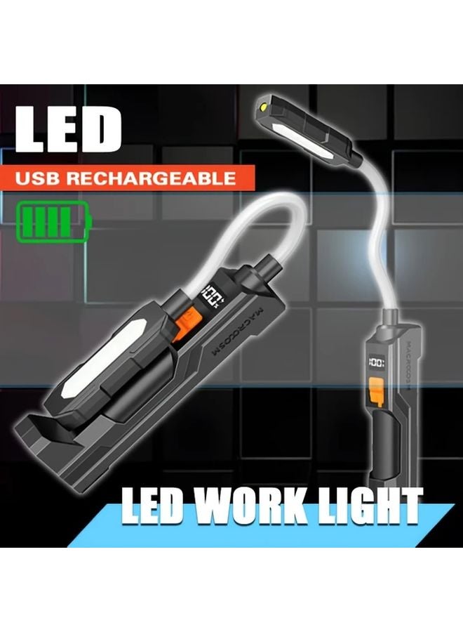 1 قطعة مصباح يدوي LED قابل لإعادة الشحن عبر USB، قاعدة مغناطيسية قابلة للدوران 360 درجة، 3 أوضاع إضاءة، مصباح فحص COB قابل للطي - Image 2