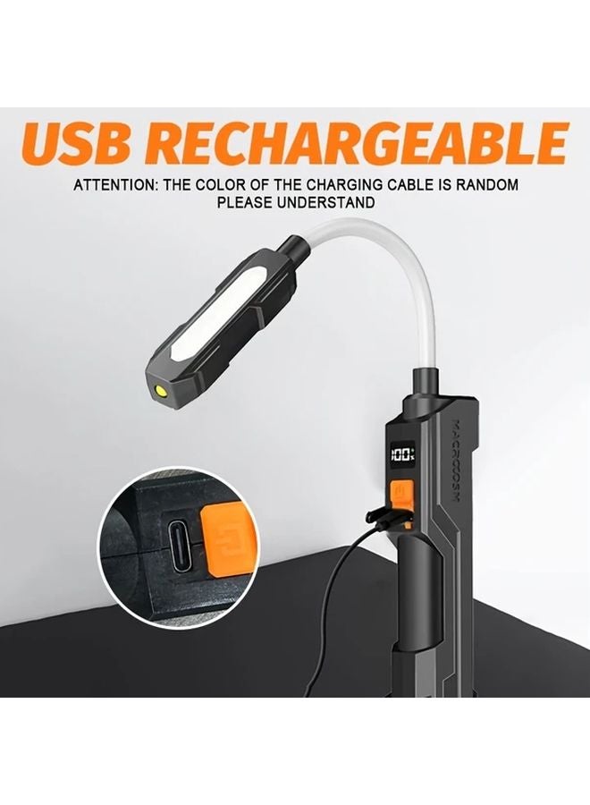 1 قطعة مصباح يدوي LED قابل لإعادة الشحن عبر USB، قاعدة مغناطيسية قابلة للدوران 360 درجة، 3 أوضاع إضاءة، مصباح فحص COB قابل للطي - Image 5